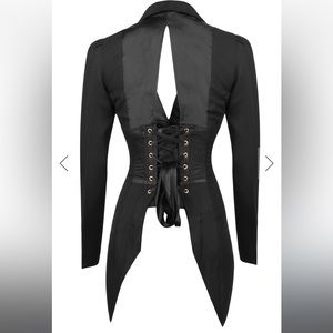 CorsetStory black tuxedo style corset steel boned jacket size 20in (s/xs)